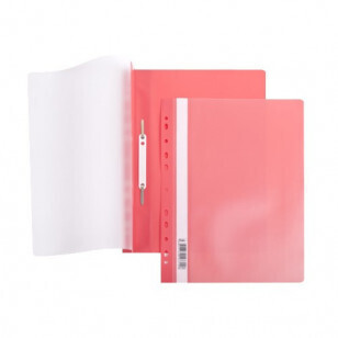 Папка- скорошиватель пластиковый "Hatber" A4, 140/180 мк. прозрачный верх Розовая
